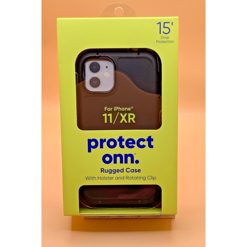 Onn Rugged Case‎ for iPhone 11/XR with Holster Black